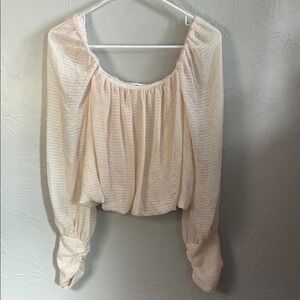 Blu Pepper Cream Smocked Crop Blouse